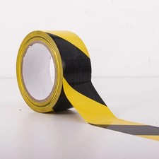 Premium Black Yellow Hazard Tape 50mm x 33m Strong Adhesive Floor Marking