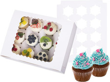 5-Set Cupcake Boxes Hold 12 Cupcakes, Muffins and Pastries, Food Grade Bakery Ca