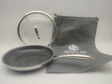 HEXCLAD 8" Hybrid Fry Pan Stainless Steel Non-Stick Frying Pan with Lid