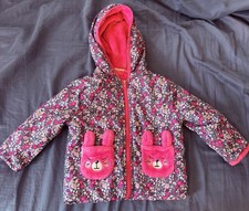 Penelope Mack Toddler Girls Fleece Lined Rain Jacket Floral Bunny Spring Fall