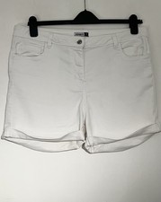 Pep & Co White Cotton Denim Shorts Size 18