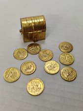 Vintage Mexican Coin Chest With 10 Recuerdo Matrimonial Wedding Coins Tokens