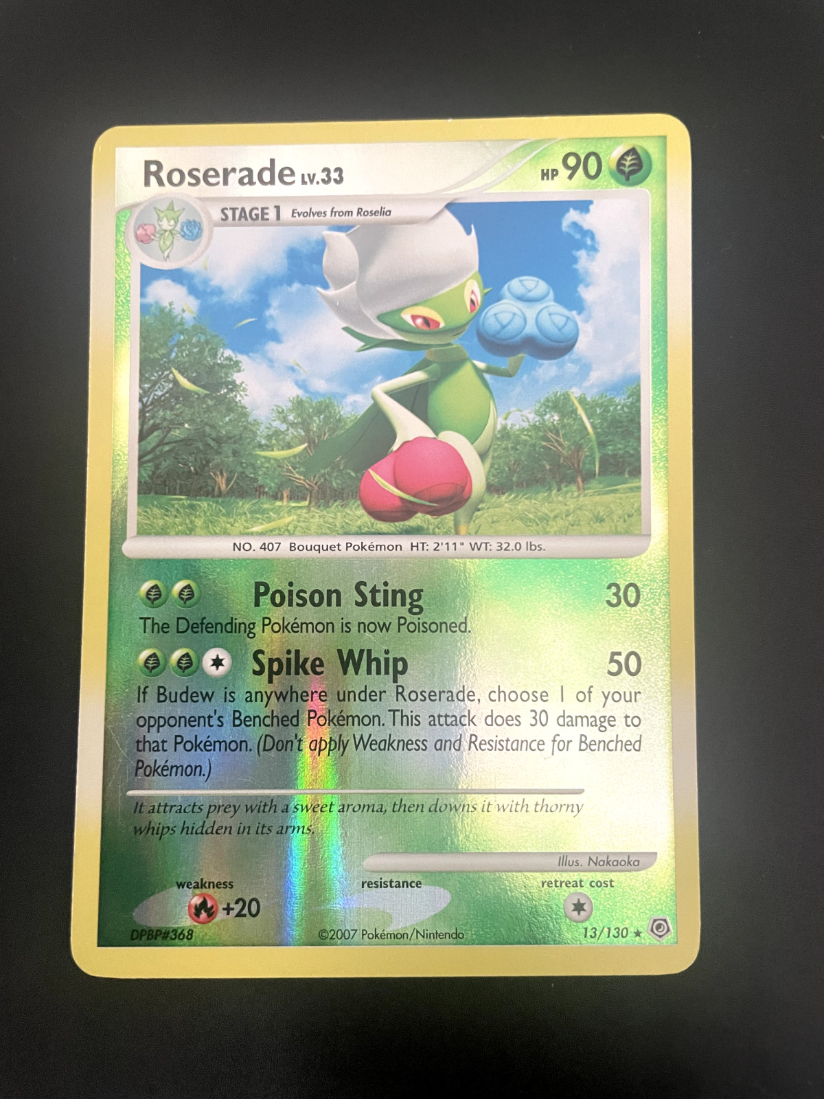 Roserade 13/130  Reverse Holo Rare - Diamond and Pearl 2007 Pokemon TCG Card LP