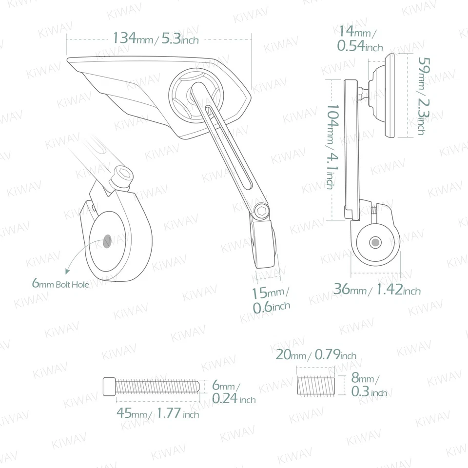 Bar end mirror RIGHT x1 Wisp neat black M8 bolt for BMW K 1200 1300 GT R S - Imagem 2 de 4