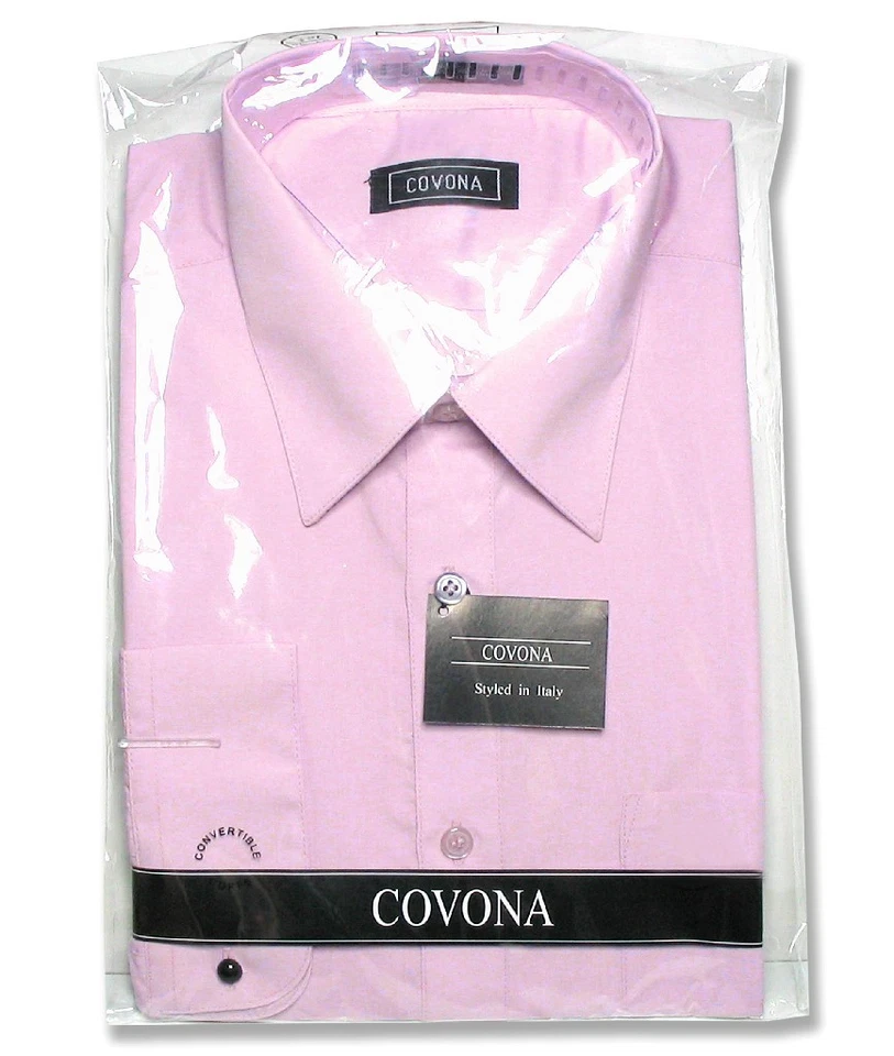 Camisa de vestir para hombre color púrpura lavanda liso con puños convertibles talla 16 34/35 Foto 4 de 4