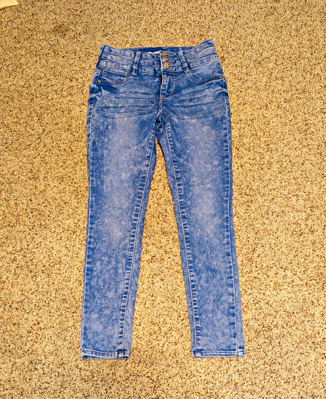 Mudd Women’s Skinny Jeans Blue Solid Denim Cotton Blend Size 14 Regular