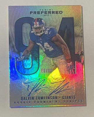 2017 Panini Preferred Rookie Scripts Autograph #287 Dalvin Tomlinson Rc Auto /99