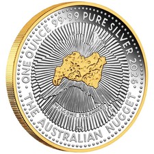 Silbermünze Australian Nugget 40. Jubiläum Teilvergoldet 2026 Australien 1 Oz PP