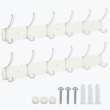 Coat Rack Wall Mount 2 Pack Coat Hooks Hanger Wall Double Hook Rack Rail Towel