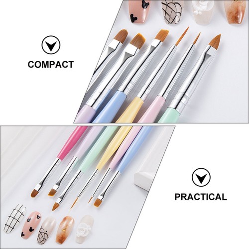 6 Pezzi Pennelli per Nail Liner Pennelli in Polvere per Nail Art Liner Pennello - Foto 8 di 12