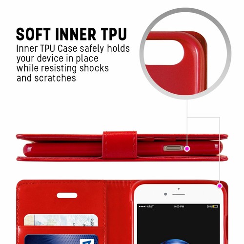 Fit iPhone 7 8 Plus 6 6s Plus Case Cover Flip Shockproof Soft Apple Wallet - Picture 16 of 47