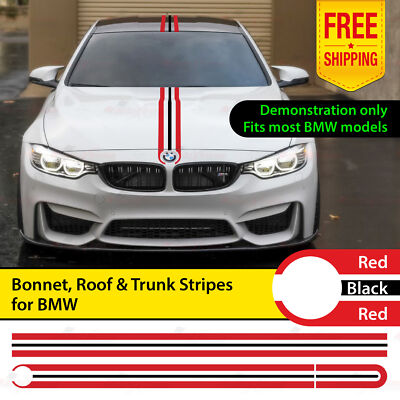 ROT & SCHWARZ Performance Motorhaube Dach Kofferraum Auto Aufkleber Set für BMW