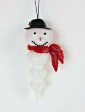 Snowman Head With Scarf Hat And Smile Triple Sphere Ornament 5 Inches Tall 