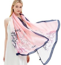 Silk Scarf for Women Fashion Long Satin Lightweight Large Shawl Wrap Printed ...
