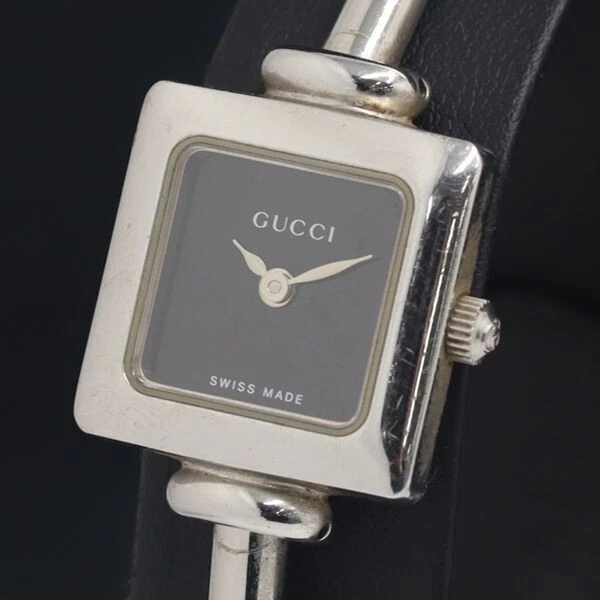 Montre Gucci 1900L femme 19mm noir argent quartz vintage carrée fabrication suisse occasion