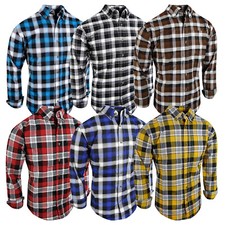 Plaid Shirt Mens Button Down Collar Pocket New Colors Long Sleeve Casual Dress