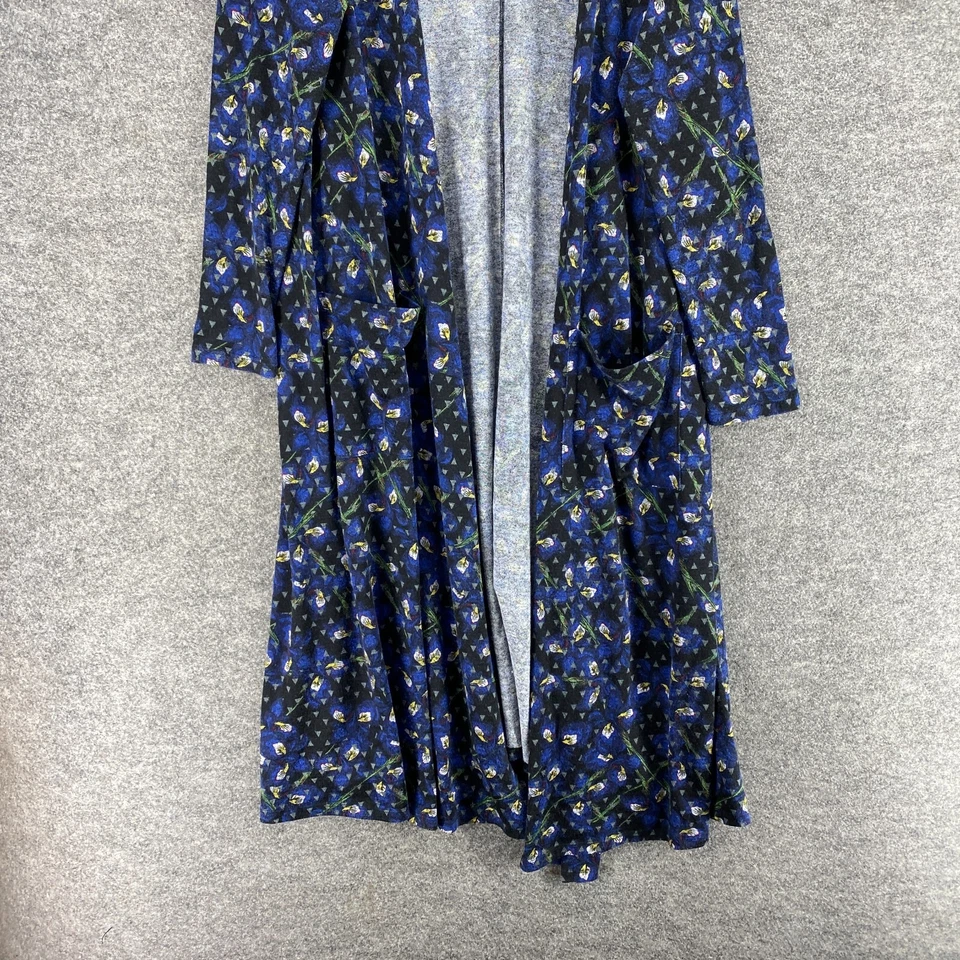 Top LulaRoe Mujer L Grande Azul Floral Frente Abierto Manga Larga Pullover Informal Foto 4 de 4