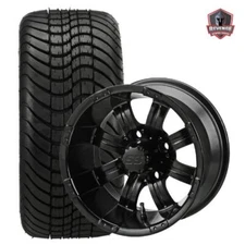 12" Casino Matte Black Golf Cart Wheels and Tires Combo (215/35-12) Set of 4