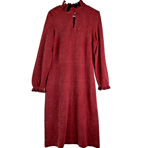 Abito Maglione Rosso Htachi Tejidos Angora Cashmere Misto Lana Merino Manica L - Foto 2 di 7