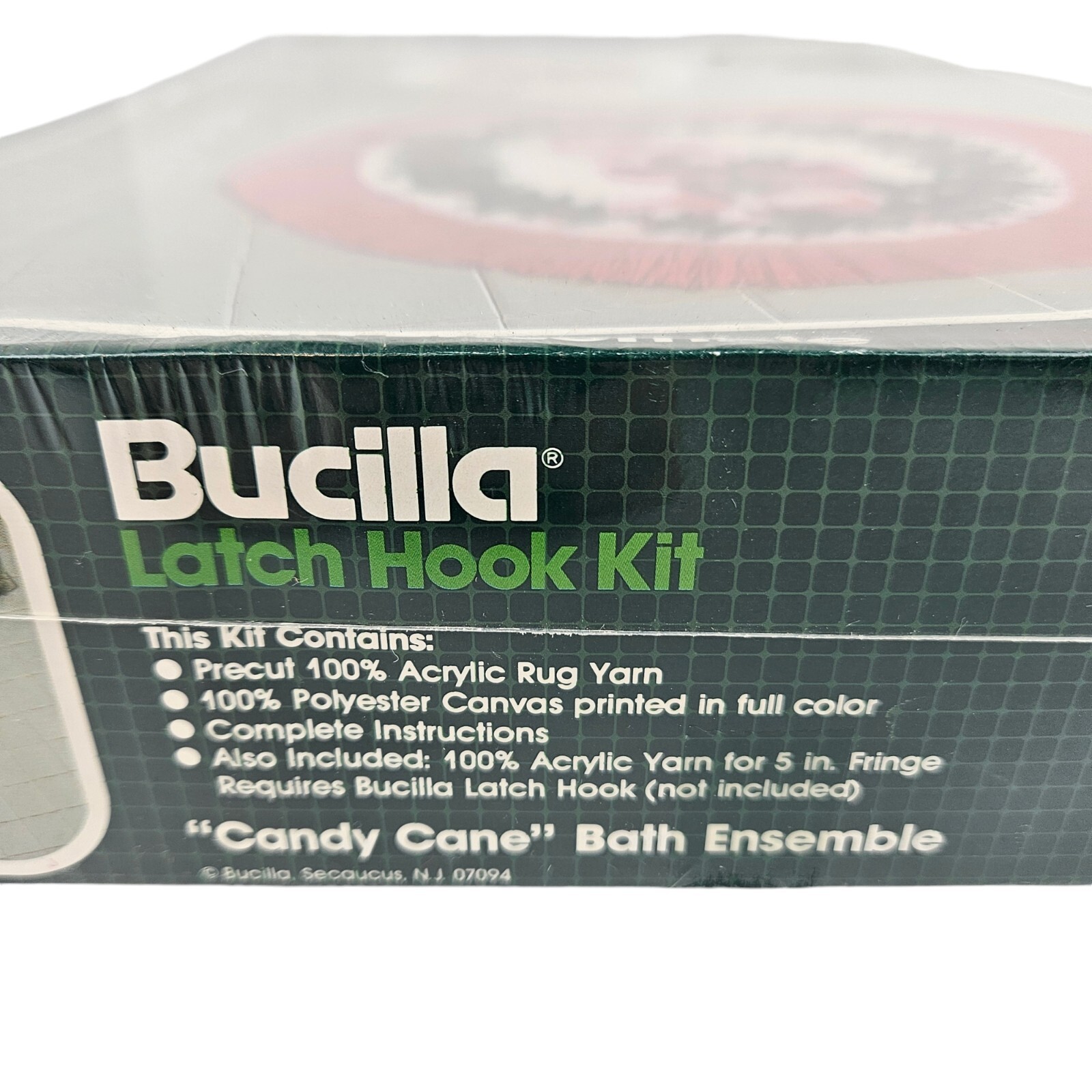Vintage Bucilla Latch Hook Kit 13036 Candy Cane Bath Ensemble Sealed NOS