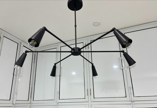 6 Light Matte Black Sputnik Chandelier Modern light Fixture Chandelier Décor.... - Picture 2 of 7
