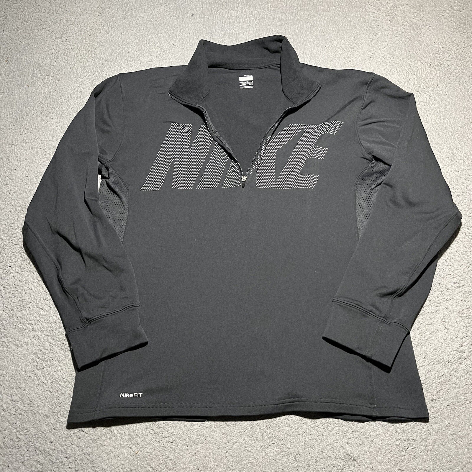 SACAI X NIKE Maglione Nike 1 4 Zip Uomo Grigio Medio Poliestere Logo Elasticizzato Outdoor Y2K