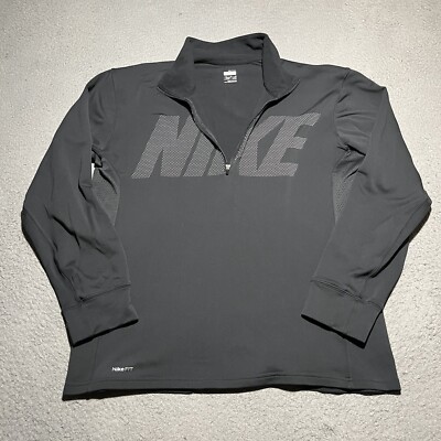 Nike 1/4 Zip Pullover Mens Medium Gray Polyester Logo Stretch Outdoor Y2K