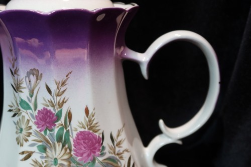 VINTAGE UKAINIAN KOROSTEN FACTORY UKRAINE USSR 17 PIECES COFFEE SERVICE PURPLE - Picture 7 of 21