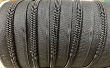 Strong Black Waterproof Zip #5, YKK Sliders Matt finish sold by meter in length