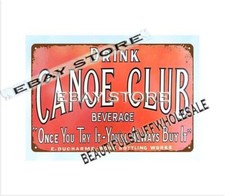 CANOE CLUB BEBIDA metal hojalata letrero decoración pared oficina restaurante decoración pared