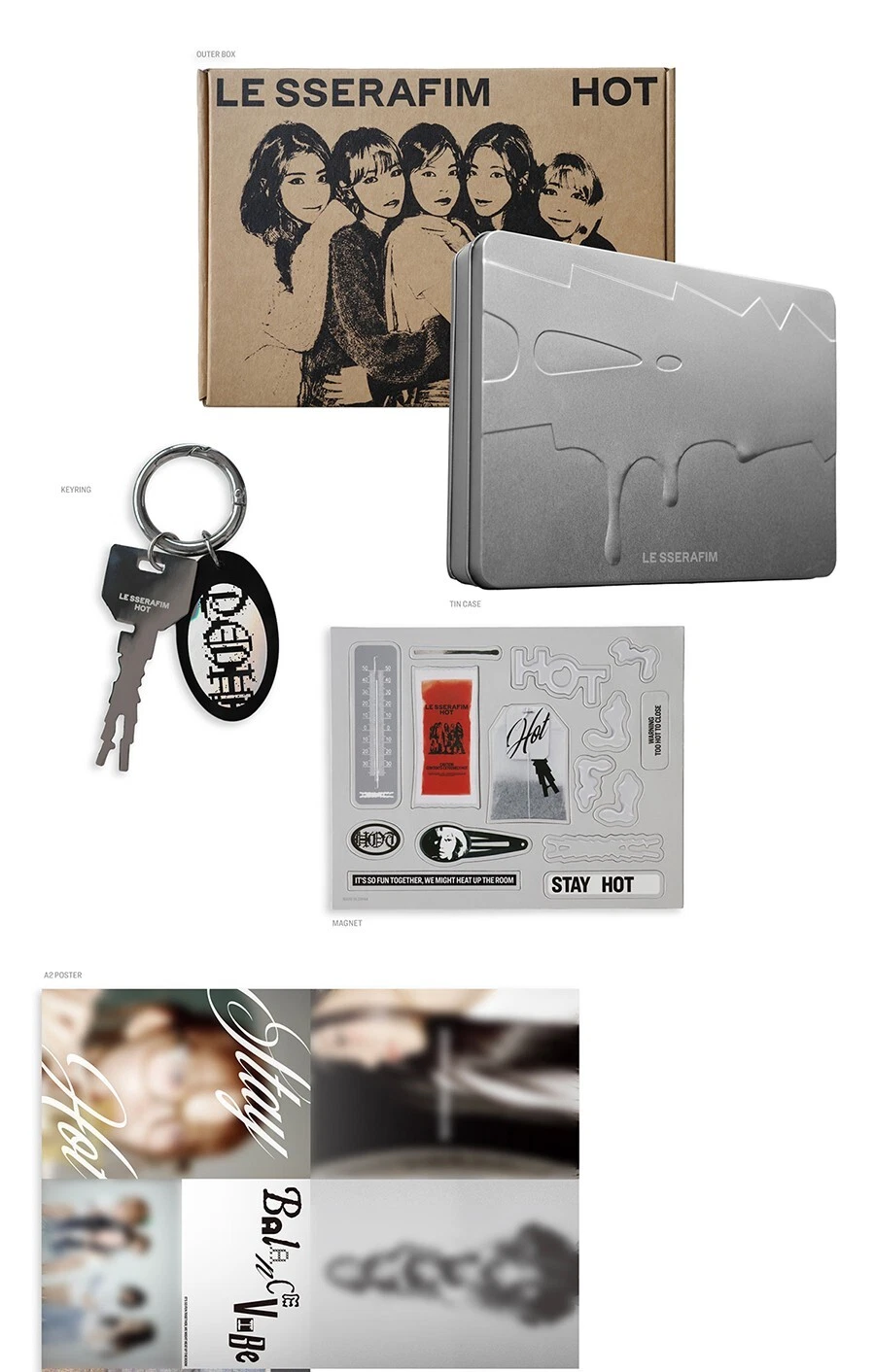 LE SSERAFIM HOT 5th Mini Album TIN CASE Ver/CD+K.Ring+Magnet+