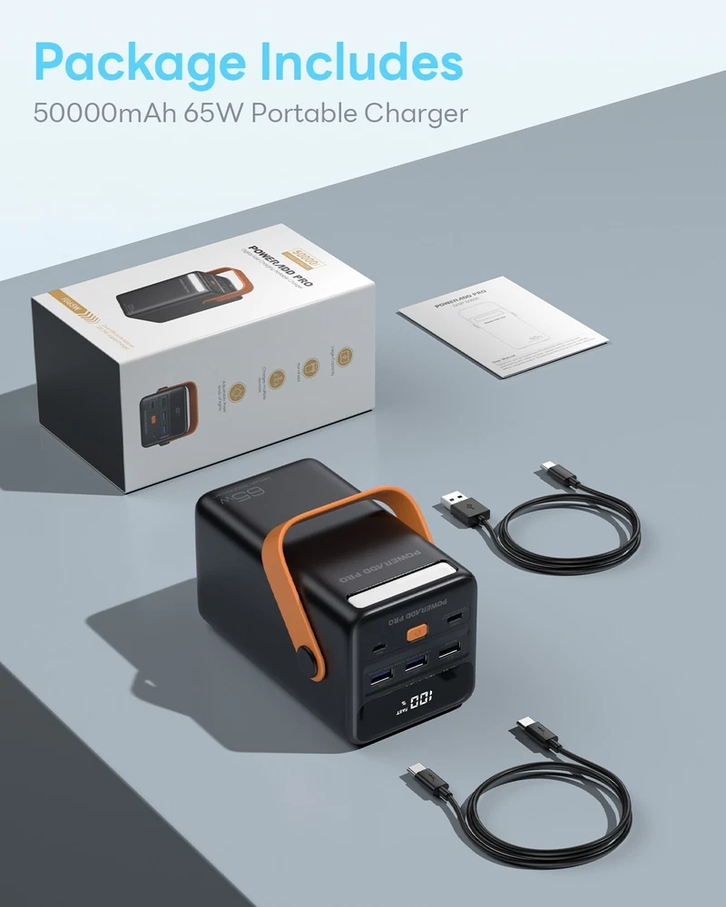 Power Bank 50000mAh PD 65W USB C Fast Charging Camping Travel Portable Charger Power Bank 50000mAh PD 65W USB C Fast Charging Camping Travel Portable Charger