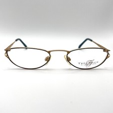 Marchon Tres Jolie 20 Eyeglass Frame Oval Metal Gold Autumn Blue 49-19-135 Japan