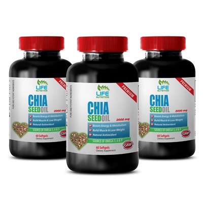 fortify bones - CHIA SEED OIL 2000mg - blood sugar support 3 Bottles