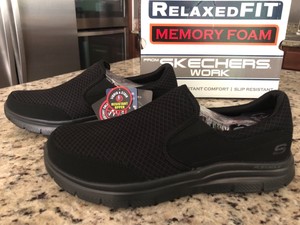 skechers men's black flex advantage slip resistant mcallen slip on