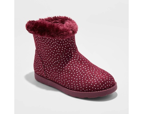 Niño Chicas Botas al tobillo de moda de lana de Darby Gato \u0026 Jack Cálido  Gray \u0026 Borgoña | eBay