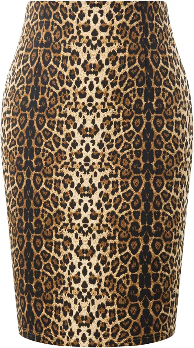 Black and hot sale leopard pencil skirt