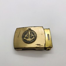 Vintage US Navy Merit Solid Brass Belt Buckle USN Anchor Lions