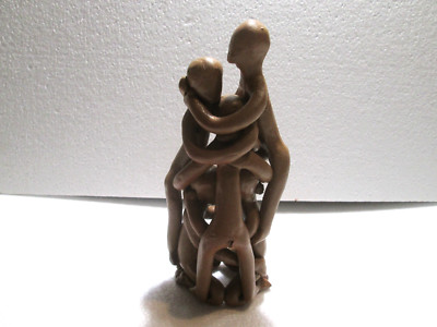 Abstract Sculpture MCM Folk Art Terra Cotta Clay People Family Statue