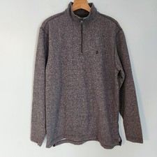 IZOD Saltwater Sweatshirt 1/4 Zip Pullover Sweater Gray Heathered Mens Small