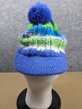 Spyder Knit Hat Beanie Slouch Pom Pom Fleece Lined Rigid Brim one size soft