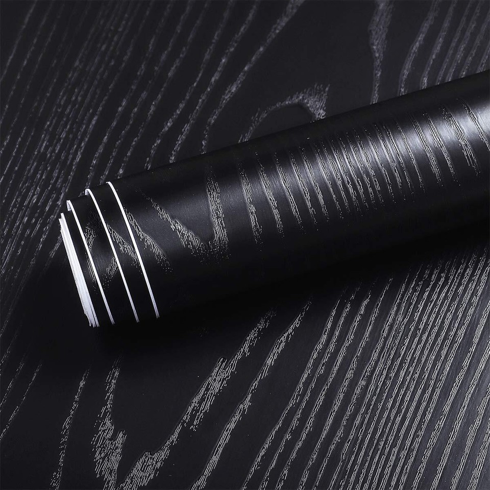 Black Wood Contact Paper Kitchen Vinyl Wrap Waterproof Contact