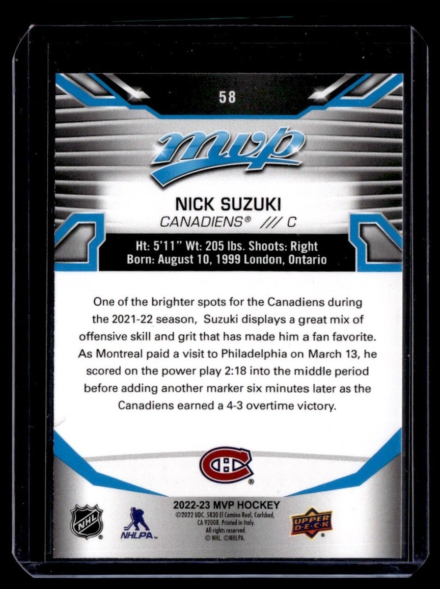 2022-23 Upper Deck MVP Nick Suzuki Montreal Canadiens #58 | eBay
