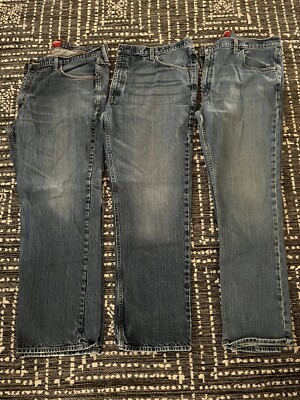 Lot of Arizona Mens Relaxed Loose Slim Straight Denim Jeans Blue Size  40x32