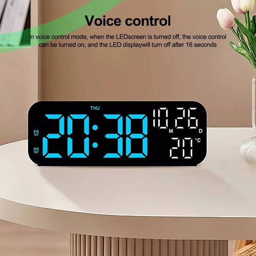 LED Electric Digital Alarm Clock Mains Power Mirror Display Bedroom Bedside - Picture 9 of 18
