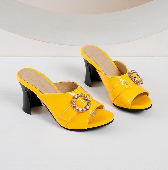 PANTOFOLA D’ORO Scarpe pantofole donna tacco alto tacco alto punta strass decorazione oversize