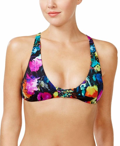 Top de baño de bikini bralette con estampado floral con poses pintadas Bar III MULTI, EE. UU. mediano
