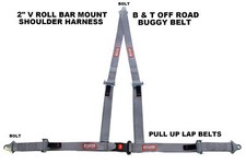 Racerdirect 3 Point Race Harness Off Road Buggy 2 Belt Bolt In V Type Grey