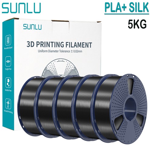 SUNLU 5KG/10KG SILK PLA+ 3D Printer Filament 1.75mm PLA+ SILK 1KG/Roll Glossy
