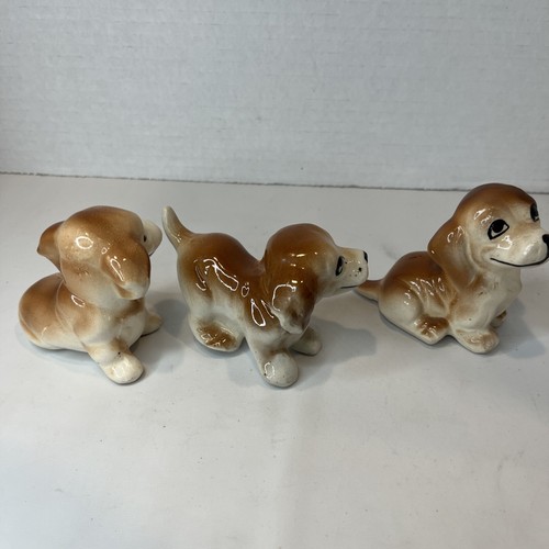 Estatuillas de cerámica vintage de cachorros de perro Beagle/Spaniel - Imagen 5 de 7